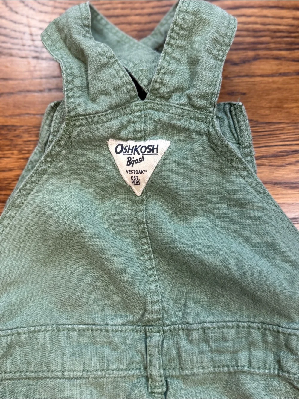 OshKosh B'gosh Linen Viscose Toddler Girls Army Green Shortall Overalls Size 5T
